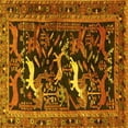thumbnail image 1 of Ahgly Company Machine Washable Indoor Square Animal Yellow Traditional Area Rugs, 3' Square, 1 of 4