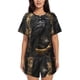 thumbnail image 1 of Balery Gothic Raven Portrait Conjunto de Pijama para Mujer con Estampado, Dos Piezas de Manga Corta y Shorts, Ropa de Dormir Suave con Cuello Redondo y Bolsillos-3X-Large, 1 of 6