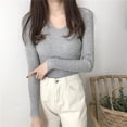 thumbnail image 4 of Slim Fit Women Fashion Casual V-Neck Sweaters Solid Winter T-Shirt Wear Long Sleeve Sweat Shirts, 4 of 6