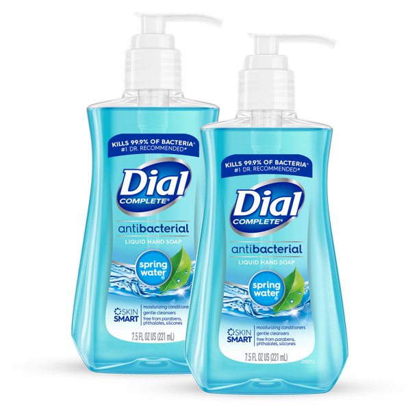 Dial Antibacterial Liquid Hand Soap, Spring Water, 7.5 Ounce (Pack of 2