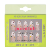PaintLab Medium Almond Press On Nails, 3D Bejeweled French Tip, 30 Count