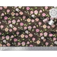 thumbnail image 3 of Soimoi Brown Velvet Fabric Leaves & Grandiflora Roses Floral Print Fabric by Yard 58 Inch Wide, 3 of 3