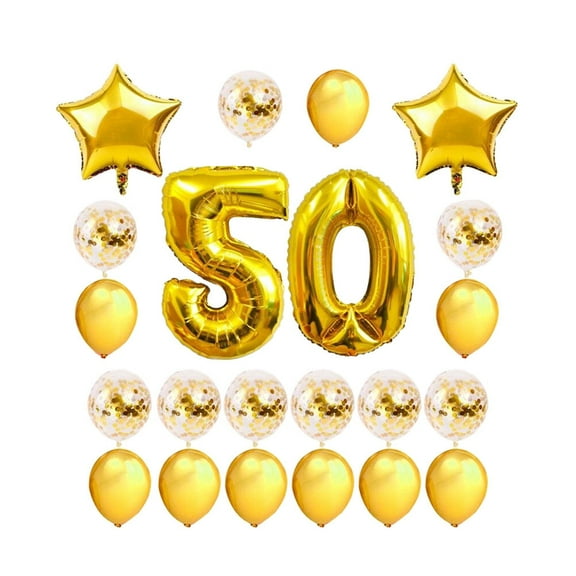 OUNONA 24-Pack 50th Birthday Balloons Set with Natural Latex, Aluminum Foil & Sequins Decorations for Party Celebrations