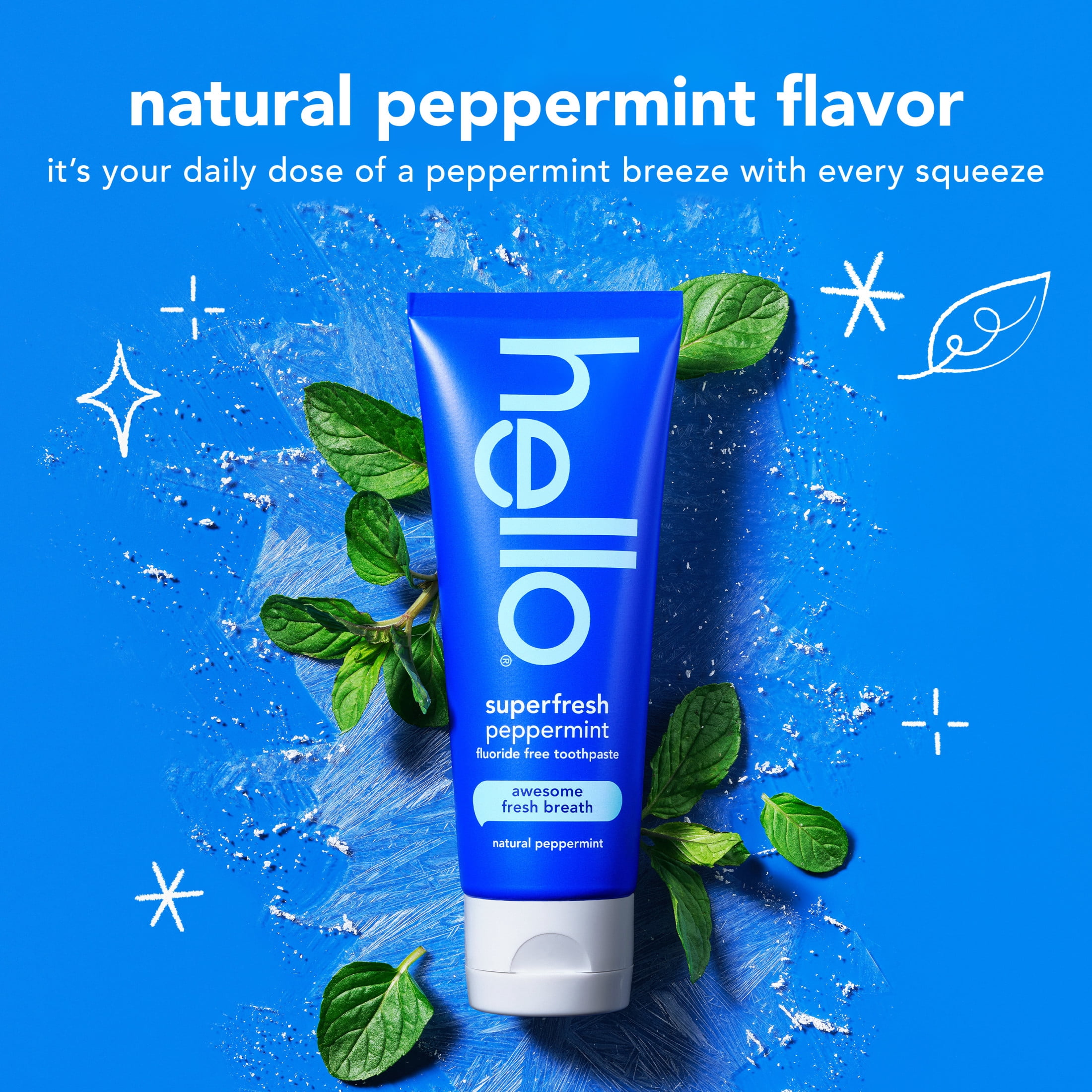 hello Superfresh Fluoride Free Toothpaste for Bad Breath, Natural Peppermint Flavor, 5 Oz