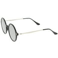 thumbnail image 4 of zeroUV Unisex Retro Thin Frame Slim Temples Mirror Flat Lens P3 Round Sunglasses 43mm (Black-Silver / Silver Mirror) - 43mm, 4 of 5