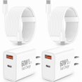 thumbnail image 1 of LujingZ for iPhone 17 Charger Fast Charging, 4Pack 60W Dynamic Power Adapter USB-C Chargers PD&QC Type-C Charger + 6FT Type-C Cable Compatible With iPhone 17/17 Pro/17 Pro Max/16/15/iPad/AirPods, 1 of 1