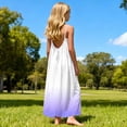 thumbnail image 4 of Vestido sin mangas de cuello redondo para niñas, moda para niñas, lindo vestido largo con tirantes sueltos y cordón en la espalda con degradado de color, 4 of 9