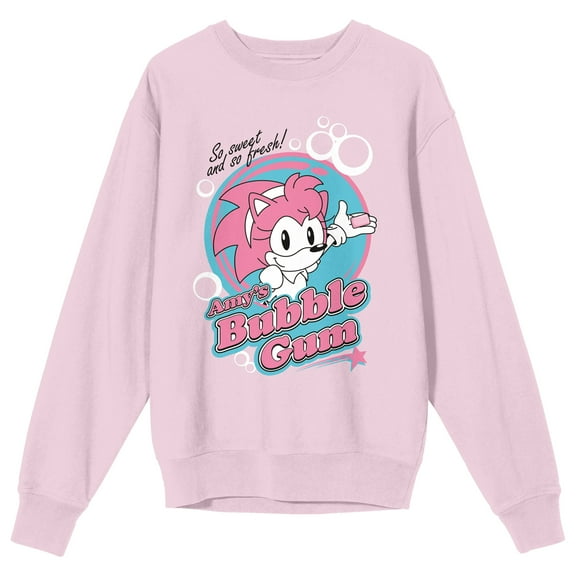 Sonic The Hedgehog Amy's Bubblegum Logo Crew Neck Long Sleeve Cradle Pink Women's Sweatshirt-Medium