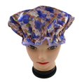 thumbnail image 3 of 1 Pce Bonnet de Douche Imperméable pour Femmes, P5HAO Bonnets de Bain en Satin Imprimés Réutilisables pour la Protection des Cheveux (05 Fleurs Violettes), 3 of 7