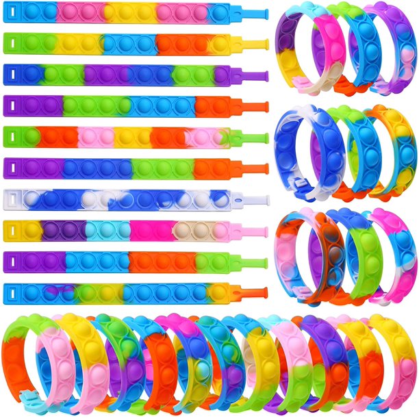 30 Pcs Pop Bracelet Fidget Toy Wearable Push Pop Bubbles Fidget