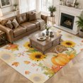 thumbnail image 3 of Area Rugs 5'x7', Thanksgiving Fall Carpet Runner Indoor Outdoor Rugs Home Decor Aesthetic, Rustic Orange Pumpkin Sunflowers Leaves Non Slip Mats Washable Accent Rug for Living Room Bedroom, 3 of 8