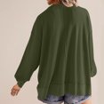 thumbnail image 4 of hxobax Womens Corduroy Long Sleeve V Neck Pullover Tops Fall Trendy Rib Long Lanterns Sleeve Jumpers, 4 of 7