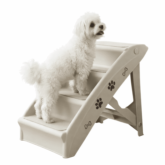 Escalera para Perro y Gato Mascota Antideslizante Antiderrapante Plegable 4 niveles Resistente 39x64x50cm Color Gris