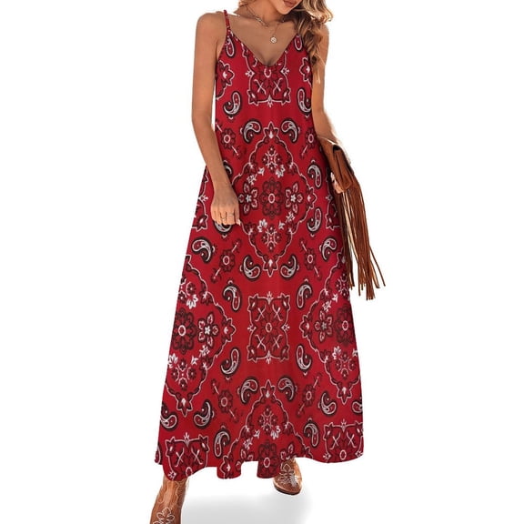 Bandana Style Print Sleeveless Dress Loose Women's Dress Dresses Luxury Evening Dresses