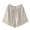 Beige, variant on Women's Retro Linen Wide Leg Shorts for Summer Lightweight with Elastic Waist and and Opened Lace Edges Comfortable Cotton Linen Straight Pants Short Pants White XXL