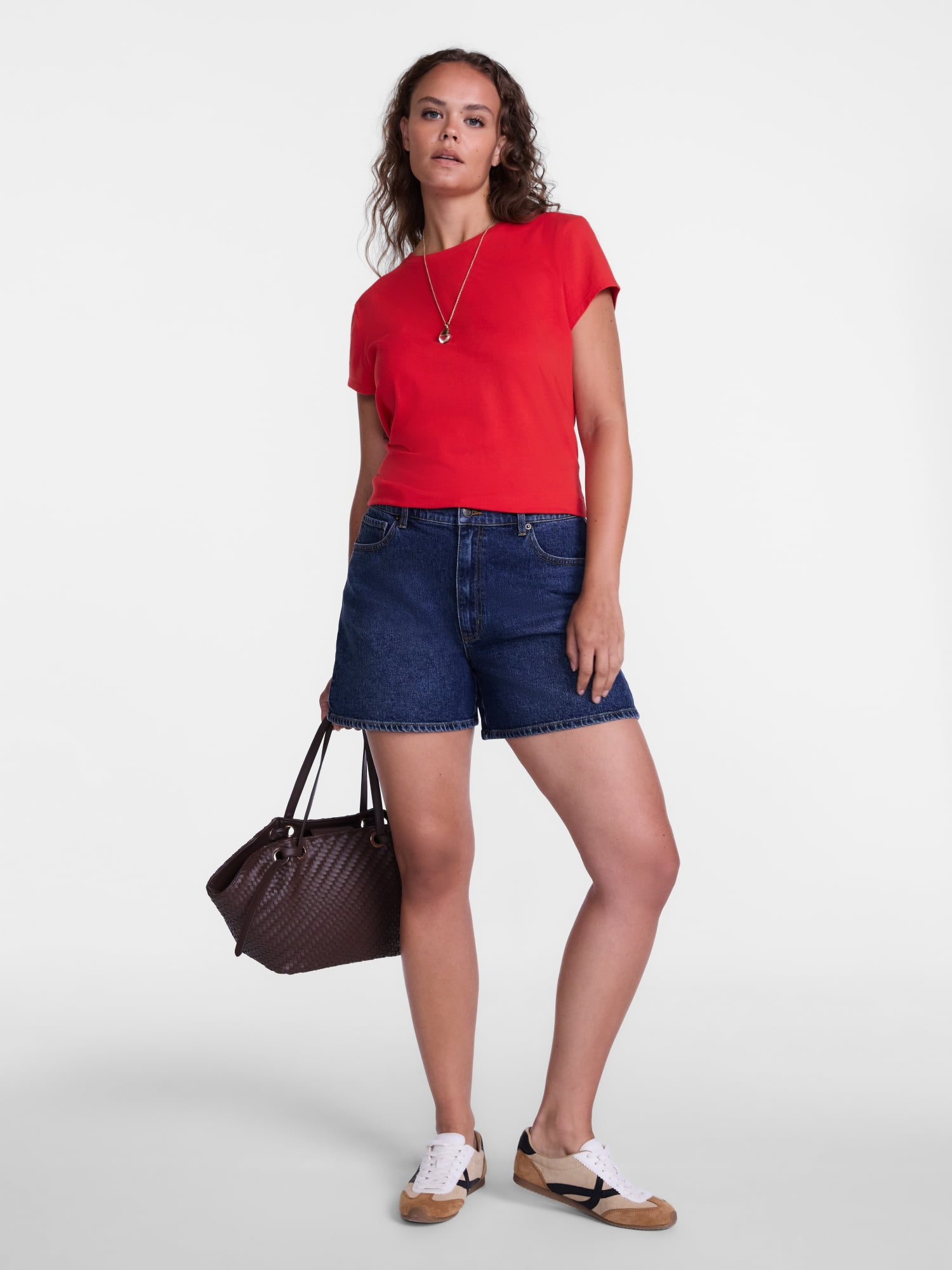 Scenario Women's High Rise A-Line Denim Shorts, 5" Inseam, Sizes 0-20