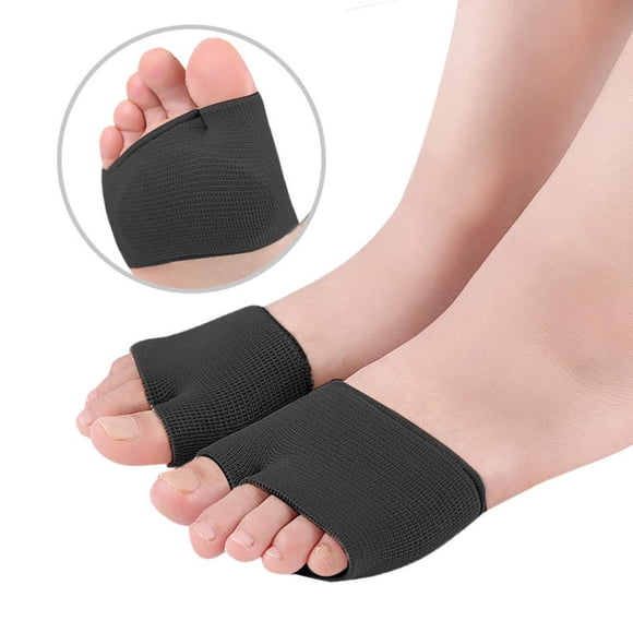 1 Pair Heel socks Metatarsal Sleeve Pads Half Toe Sole Forefoot Gel Pads Cushion Half Sock Supports Prevent Calluses Blisters Black
