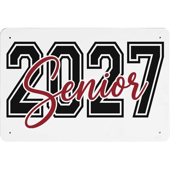 Senior 2027 Class of 2027 Vintage Sign - Black White and Red Metal Tin Signs, First Day of School Signs for Garages Door, High School Back to School Room Wall Decor