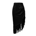 thumbnail image 5 of Unir Women Western Long Fringe Wrap Midi Skirt High Waist Soft Suede Irregular Asymmetrical Country Casual Bottom 1PC S-M-L-XL-XXL Plus Size Friendly, 5 of 6