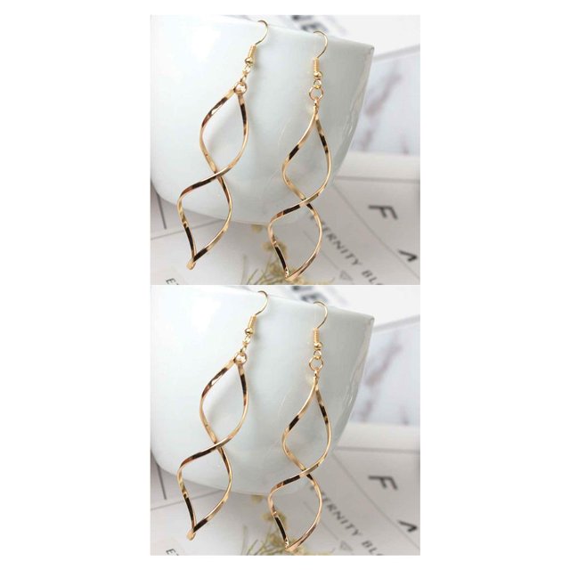 Qarigey 1 par de pendientes de Metal para mujer, pendientes portátiles con forma de enchapada en la oreja, joyería ornamental para fiesta de Dorado 2piezas Qarigey CBP022655