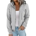 thumbnail image 3 of XINXIAOO Hoodies Sweatshirt for Women Long Sleeve Hoodie Baggy Zip up Hoodie Oversized Hoodies for Women Grey Hoodie Black Fall Clothes for Women Daily Wear, 3 of 7