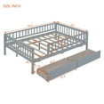 thumbnail image 3 of Low Wood Bed with Fence Guardrails for Kids, Full Size Platform Bed Frame Montessori Bed with 2 Storage Drawers & Slats System for Boys Girls Bedroom, No Box Spring Required, (Gray, Full Size), 3 of 7