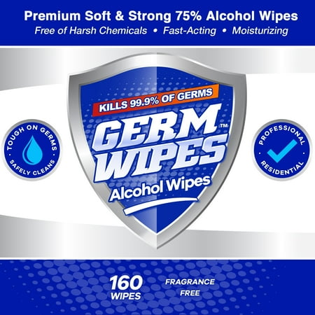 Germ Wipes™ - High Quality 75% Alcohol Wet Wipes - 160 Count Canister 6 Pack