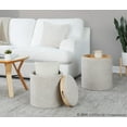 thumbnail image 2 of Tray Nesting Ottoman Set, Storage Ottoman, Small Ottoman, Round Ottoman Foot Rest, Pouf Ottoman, Foot Stool Ottoman for Living Room, Fabric Ottoman with Storage (Light Brown), 2 of 6
