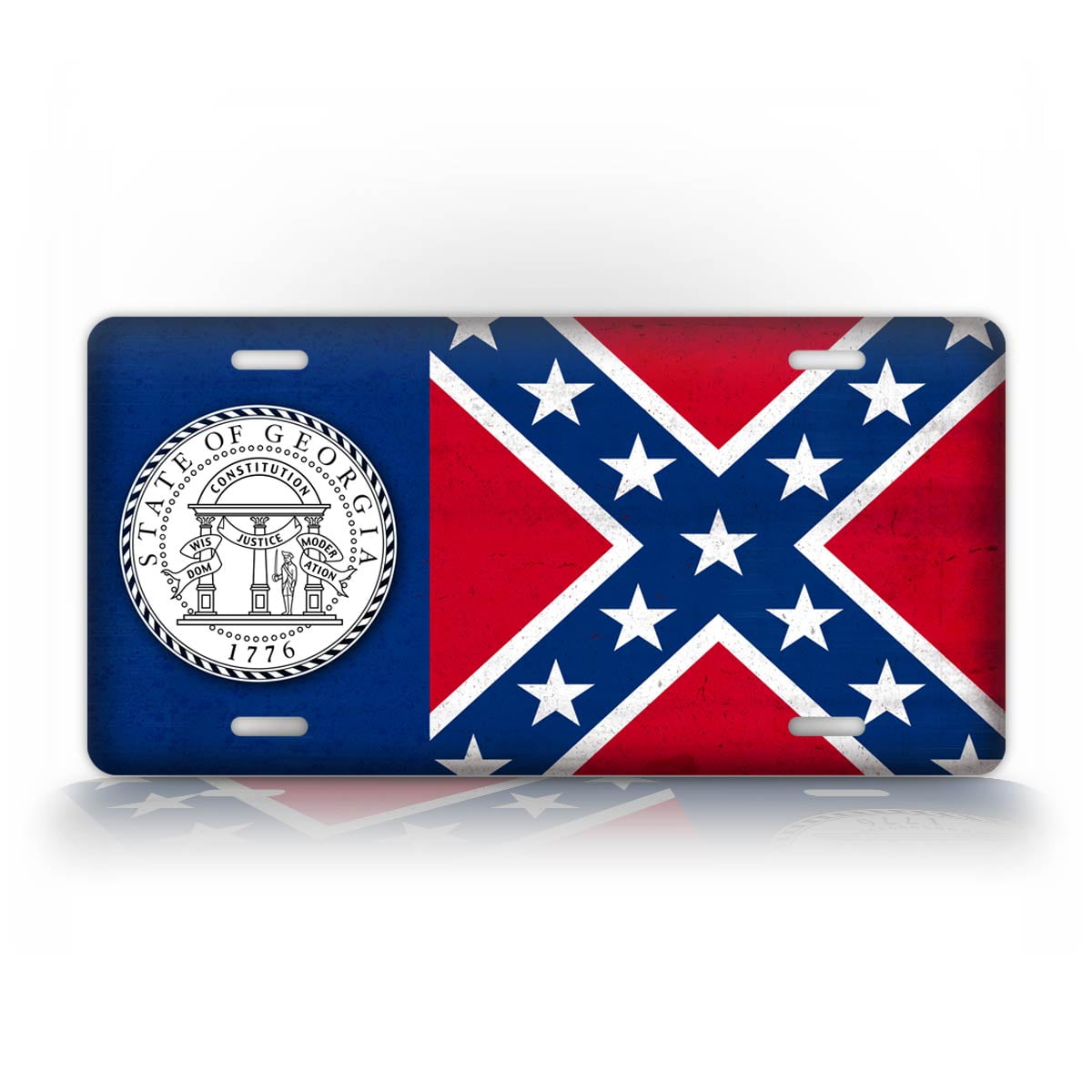 Old State Flag License Plate Antique GA State Flag Auto Tag