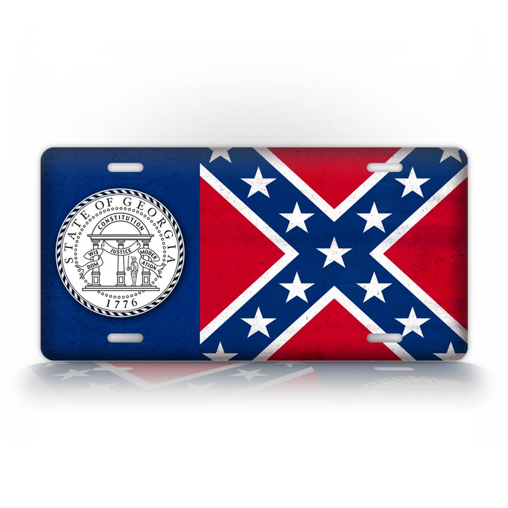 Old State Flag License Plate Antique GA State Flag Auto Tag