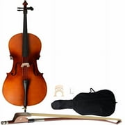 Fithood 4/4 Acoustic Cello Case Bow Rosin Wood Color