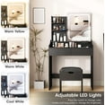 thumbnail image 4 of Vabches Small Vanity Set with Mirror AndLED  Lights, Modern Makeup Vanity Table with Storage Stool, Charging Station and 2 Drawers, 4 of 8