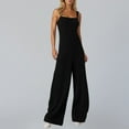 thumbnail image 2 of UAMVSH Jumpsuits for Women Casual Ribbed Knitted Trendy Sleeveless Rompers with Pockets Adjustable Strap Wide Leg Long Overalls Clothes, 2 of 7