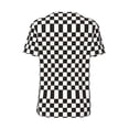 thumbnail image 4 of Easygdp Black and White Checkerboard Men's Muscle T-Shirt Men's Baseball Short Sleeves, for Gym Workout Athletic with Button - Small, 4 of 9