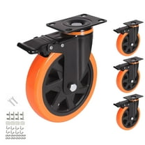 YAEMIKY 6" Caster Wheels Set of 4, Heavy Duty Plate Casters with Double Ball Bearings,Premium Polyurethane Swivel Caster Wheels for Cart,Furniture,Workbench（Hardware Included）