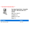 thumbnail image 2 of Rear Upper Engine Mount - Compatible with 2004 - 2006 Volvo S80 2.5L 5-Cylinder 2005, 2 of 2