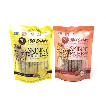 Rice Krispie Snacks - 180 Smart Snacks Skinny Rice Bar Pre-Meal Snack Bundle of 2 Flavors: Lemon & Apple