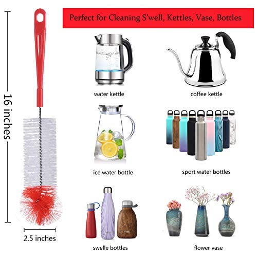 ALINK Bottle Cleaning Brush Set - Long Handle Bottle Cleaner for Washing Narrow Wine/Beer Bottles Thermos Hummingbird Feeder S’well Sports Water