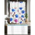 thumbnail image 6 of No Hook Cloth Fabric Shower Curtain with Snap in Liner, Blue Flower Waterproof Shower Curtains Set with See Through Top Window, Pink Daisy Watercolor Farm Budding Floral Bath Curtains Shower 36"x72", 6 of 6