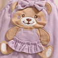 thumbnail image 5 of CAICJ98 Baby Girl Summer Clothes Suspender Jumpsuit Newborn Short Sleeve Ruffled Romper + Cute Cartoon Pants + Headband Outfits Set (Purple,12-18 Months), 5 of 7