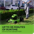 thumbnail image 4 of Restored Greenworks LMF465 | 40V 19" Brushless Lawn Mower (High Wheel) | 5.0Ah Battery | Some Cosmetic Wear (Refurbished), 4 of 8