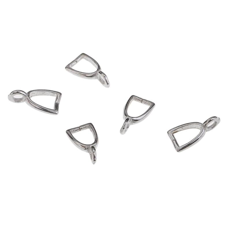500 Dull Silver Tone Necklace Connector Clip Bail 6mm Jewelry Finding 