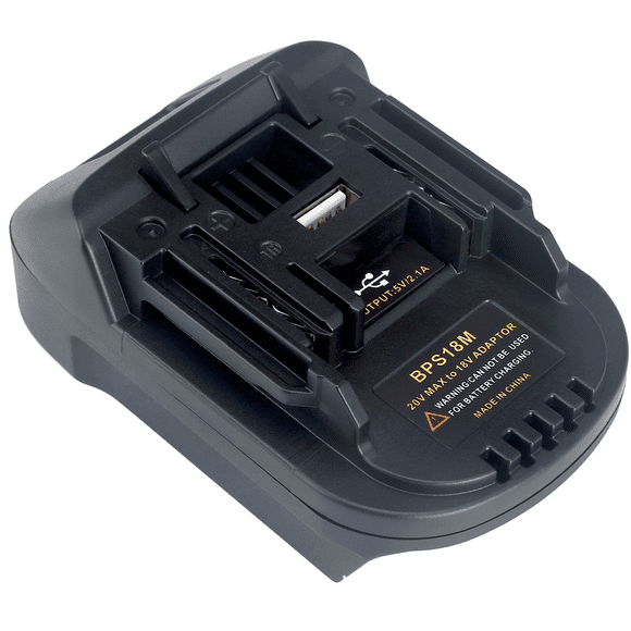 Adaptateur Convertisseur de Batterie au Lithium 18V-20V avec Sortie USB, Construction ABS+PB, Noir - Compatible avec Dewalt, Milwaukee, Makita, Bosch, Devon, Metabo - Conversion de Batterie d'Outil Électrique Multi-Modèles