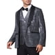 thumbnail image 4 of INSPIRE CHIC Blazers para Hombre Chaquetas de Traje de Lentejuelas Brillantes Metálicas de Cuadros Argyle L Plata, 4 of 5