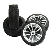 ShareGoo 12mm Hub Wheel Rims & Rubber Tires for RC 1/10 on-road Touring Racing Drift Car(Pack of 4)