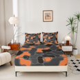 thumbnail image 2 of Manfei Minimalst Camouflage Fitted Sheet Full, Cartoon Rugby Camo Bed Set, Black Orange, 3pcs, 1 Fitted Sheet and 2 Pillowcases, 2 of 6