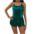thumbnail image 3 of Blmnix Pajama Pants Women Sleepwear Sets Satin Pajama Sexy Pajama Pjs Halter Green Short Sleeveless Straight-Leg Valentines Day Pjs,XL, 3 of 4
