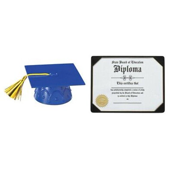 NCS Blue Plastic Cap Graduation Cake Topper, by National Cake Supply
