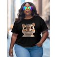 thumbnail image 3 of Women's T-Shirt Cute Squirrel Short Sleeve Casual Tee Classic Crew Neck T Shirt for Women Black, 2XL, 3 of 7