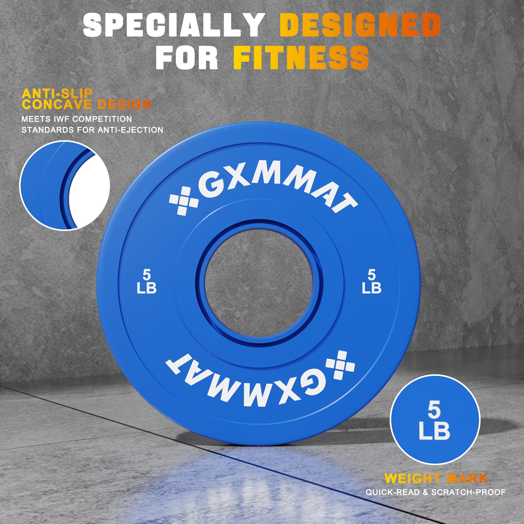 GXMMAT Olympic Bumper Plate Set, Steel-Core Rubber Coated for 2" Standard Barbells, 1.25/2.5/5lb Color-Coded, Ideal for CrossFit/Powerlifting/Home Gym Training